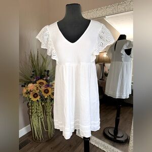 Eyeshadow • Eyelet Lace Ruffle Sleeve Mini Dress